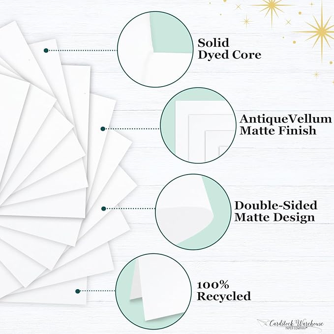 Cardstock Warehouse Foundations 100% Recycled White Cardstock Paper - 25 Sheets, 8.5 x 11" - 100 Lb/ 270 GSM Premium Recycled White Card Stock for Card Making, Laser, Inkjet Printing & DIY Projects