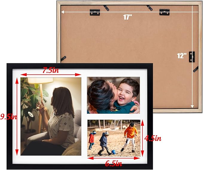 Golden State Art, 12x17 Black Wood Picture Frame - White Mat for 8x10 and 5x7 Photos - Real Glass, Sawtooth Hanger, Swivel Tabs - Wall Mounting - Great for Posters, Weddings, and Engagements