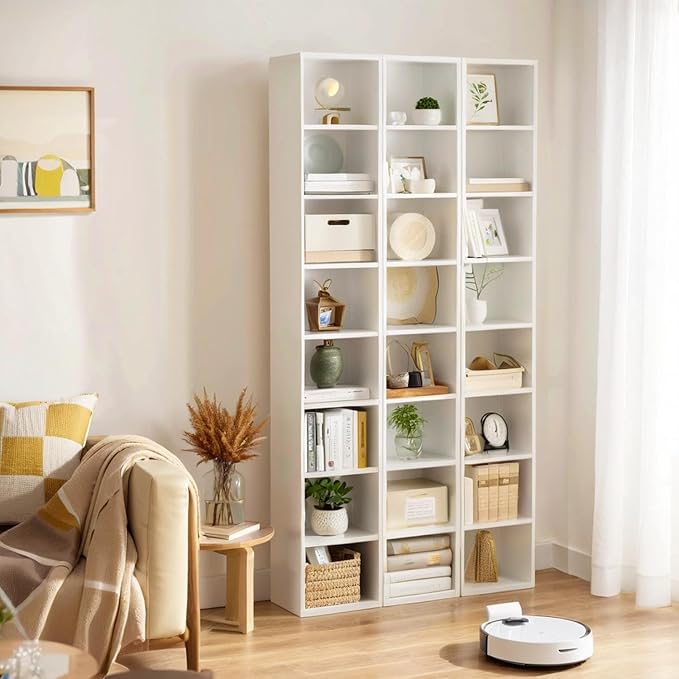 MXV 71.5" Tall Narrow Bookshelf, 8-Tier Cube Display Rack, Modern Corner Bookshelf with Storage Space, CD Storage Cabinet for Home Office
