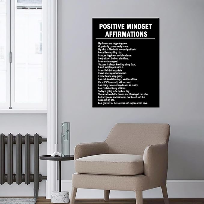 PSYYSP Motivational Office Wall Art Positive Mindset Affirmations Inspirational Painting Poster Entrepreneur Quotes Picture Print for Home Bedroom Office Wall Decoration Ready to Hang [18''Wx24''H]