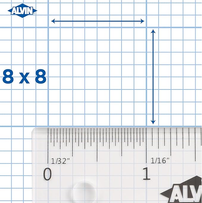 ALVIN Cross Section Graph Paper Pad 8.5" x 11" Model 1422-4 Acid-Free Use with Pencil or Ink Laser Copier and Inkjet Compatible 8" x 8" Grid - 50 Sheet Pad 8.5 x 11 Inch