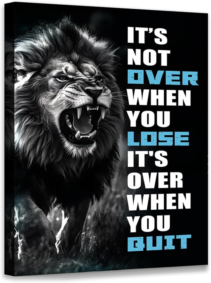 Novatique Inspirational Wall Decor Motivational Office Canvas Wall Art f Lion Picture Print Ready to Hang Motivational Quote Poster Room Decor for Bedroom,12 x 16inch