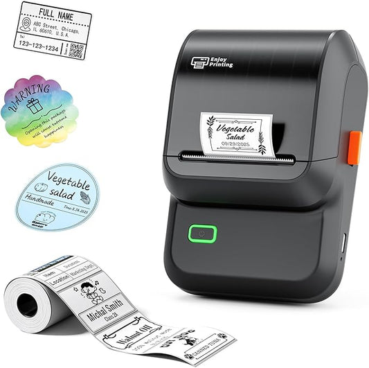 Label Maker Machine with Tape, M100 Barcode Label Printer, Address Label Maker with 4000 Icons and 300 Fonts, Bluetooth Thermal Printer for Small Business, Home, Office, School, Glossy Black