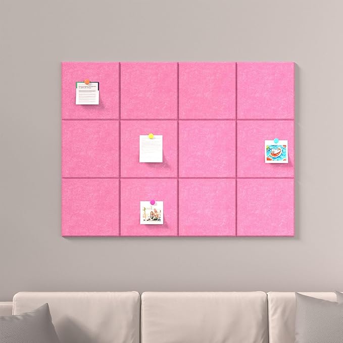 Large Cork Boards for Walls – 48" x 36" Self Adhesive Felt Wall Tiles, Ideal for Office Wall Organizing Bulletin Board, Easy to Install Cork Boards Felt Board