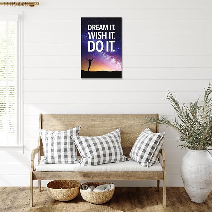 Funky Motivational Quotes Wall Art Trendy Motivational Dream It Wish It Do It Canvas Poster Work Motivation Hustle Inspiring Prints Painting For Office Living Room Wall Decor 8x12in Framed