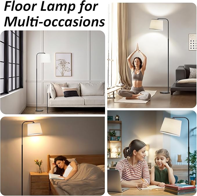 AKASUKI Floor Lamp for Living Room with 3 Color Temperatures, Foot Switch Standing Lamps for Living Room, Bedroom, Office, Arc Mordern Floor Lamp with 9W LED Bulb Included