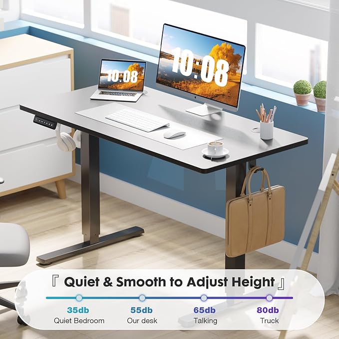 Sweetcrispy Electric Standing Desk Adjustable Height, 40x24 Inch Sit Stand Up Home Office Desks Computer Workstation PC Work Table with 3 Memory Preset Splice Wood Board Metal Frame, Black