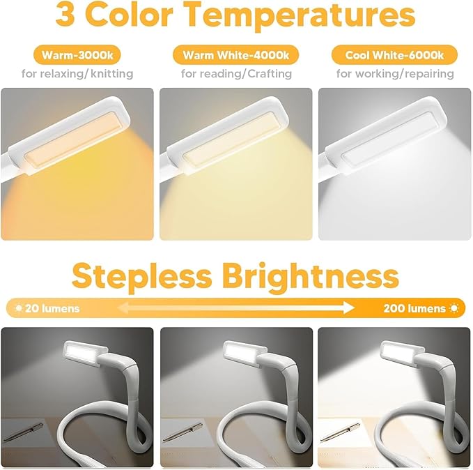 Neck Light Book Lovers Gifts: Crochet Accessories Knitting Gifts for Mom Valentines Day Gifts for Men Women Husband Wife Teens Readers White Elephant Gift Exchange Sewing Supplies Reading Light