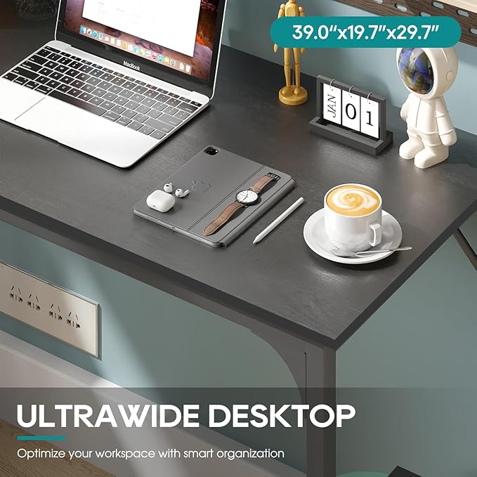 BestOffice Computer Desk,Home Office Desk, Modern Simple Style for Home Office Study Writing (Black, 39 Inch)