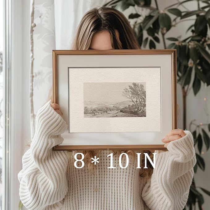 uniro Retro Sketch Neutral Wall Art for Home Decor, Farmhouse Landscape Tree Sketch Wall Painting Canvas Prints, Rustic Nature Canvas Prints Antique Moody Neutral Landscape Oil Painting Vintage Art Pictures for Bedroom Bathroom Decor( 8" x 10"-UNFRAMED)