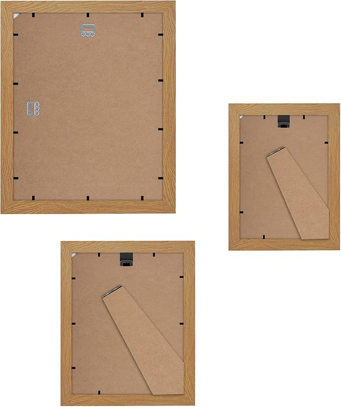 Americanflat Set of 7 Picture Frames with Shatter-Resistant Glass - Gallery Wall Frame Set with One 11x14, Two 8x10 and Four 5x7 Frames - Signature Collection - Dark Oak
