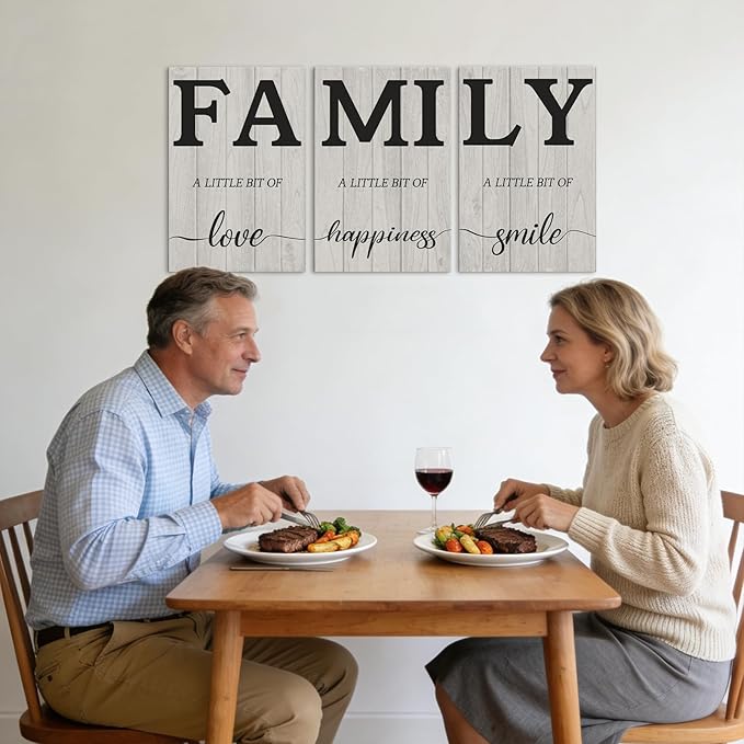 3 Pieces Family Quotes Signs Canvas Wall Art Inspirational Family Wall Decor Framed Canvas Prints with Wooden Frame for Living Room Bedroom Ready to Hang (12''Wx16''Hx3PCS)