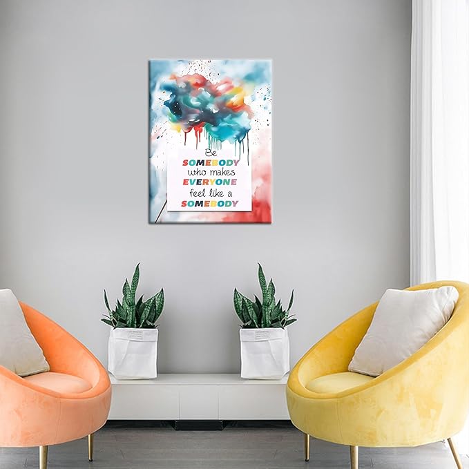 Inspirational Canvas Wall Art Motivational Positive Quote Wall Art School Wall Decor Poster Print Artwork for Home Living Room Office Workplace Framed Decor Stretched and Framed [18''Wx24''H]