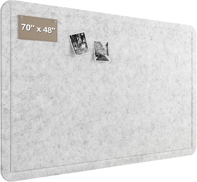 Large Felt Bulletin Board for Wall, 72"x48" Frameless Picture Board, Soft Felt Cork Board for Office, Home Planning & Office Wall Decor, Easy Install Pin Board(Light Grey)
