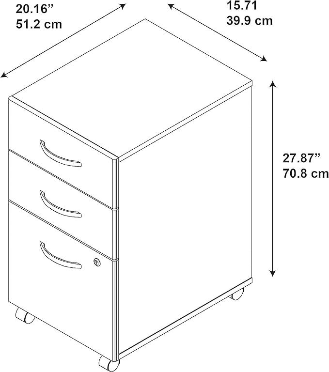 Bush Business Furniture 3 Drawer Mobile File Cabinet, Hansen Cherry