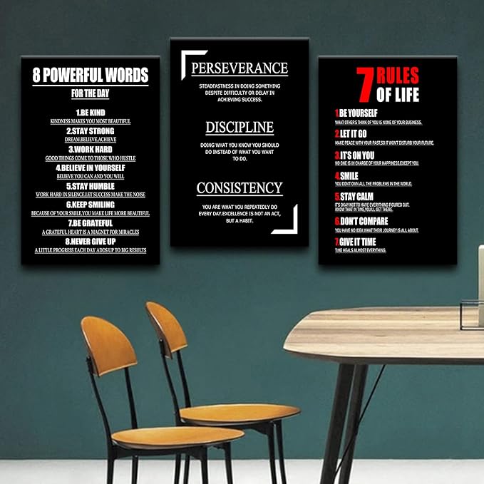 Inspirational Canvas Wall Art 3 Motivational Entrepreneur Quotes Picture Painting Positive Affirmations Framed Print Poster for Living Room Office Bedroom Gym Wall Decor Ready to Hang [48''Hx24''W]
