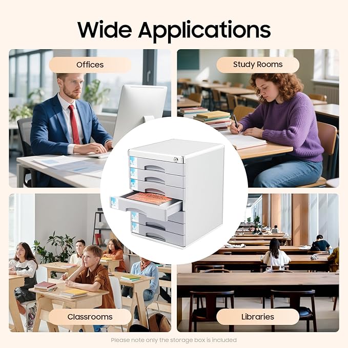 File Cabinet, Desk Organizer with 7 Drawers Metal Desktop Storage Cabinet File Holder with Locks and Keys for Home Office Organization (7 Layers)