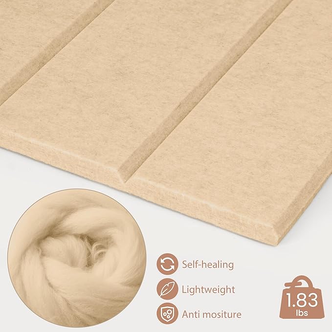 Bulletin Board, 24 x 18 inches Felt Board Decorative Pin Board, 4' x 3' Cork Board Alternative for Wall, Foldable Photo Board with 20 Pushpins - Beige Brown Stripes