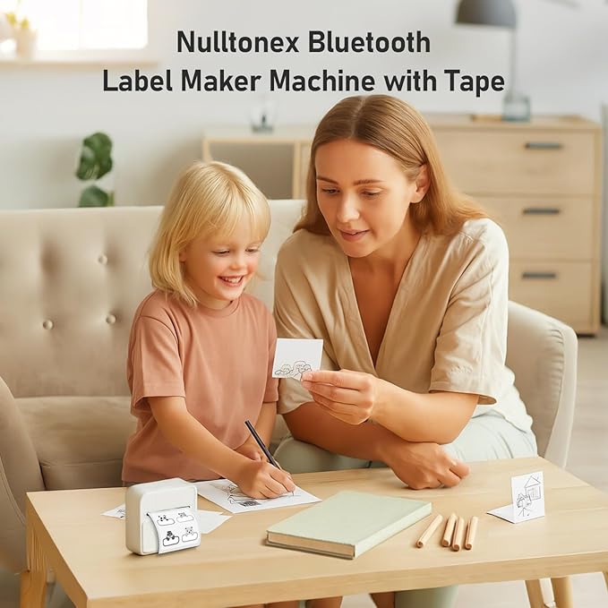 Portable Thermal Mini Sticker Printer: Wireless Bluetooth Label Maker Machine for Small Business Trip Travel Home Office - 2 Inch Label Makers Perfect for iOS & Android Phone