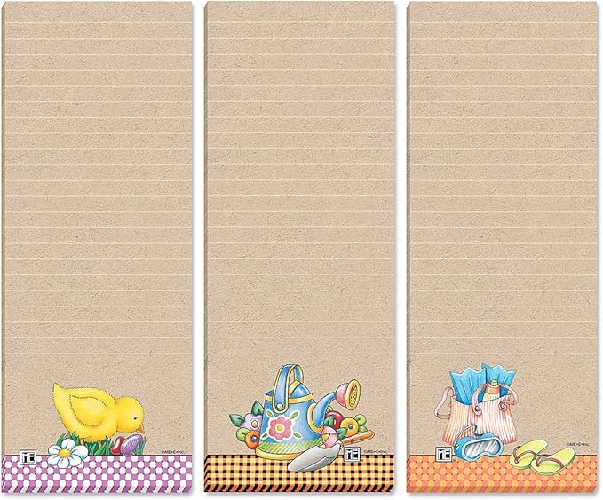 Current Mary Engelbreit Seasonal Characters Magnetic Notepad Set – Set of 12 Mini Memo Pads, 12 Designs, 30-Sheet Pads, 2½ x 6½ Inches, Shopping List, To-Do Notes, Printed in The USA