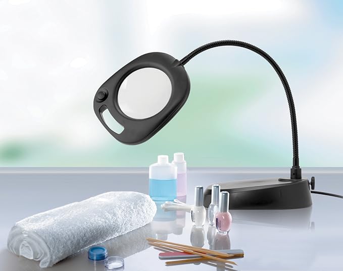 Daylight Company LED Floor Lamp and Table Lamp, Standing Lamp for Living Room, Bedroom, Salon, Office, Touch Control, Flexible Arm, Sleek Design, Multipurpose, Magnifier Lamp, Black