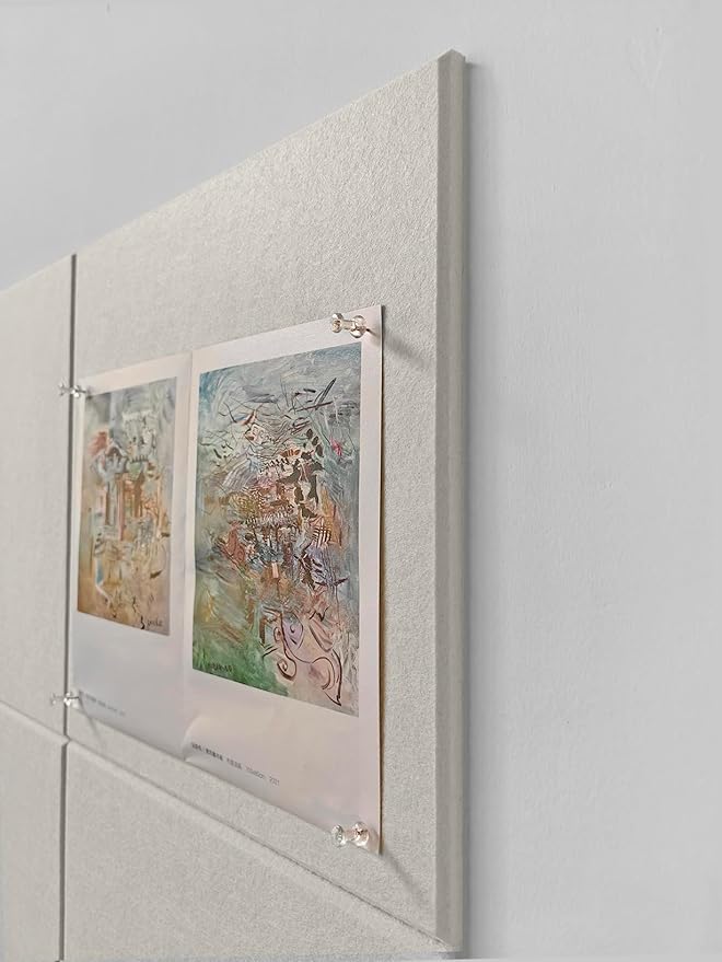 Cork Board 24 x36 Alternative - 6 Pack Felt Wall Tiles with Safe Removable Adhesive Tabs, Cork Boards for Walls Cork Board for Home Office Pin Board Tack Board - Beige