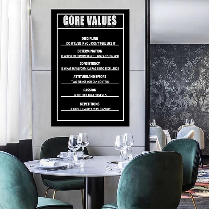 PSYYSP Motivational Core Values Entrepreneur Positive Quotes Canvas Picture Print Inspirational discipline poster Artwork for Home Living Room Office Gym Wall Decor Ready to Hang [24''Wx36''H]