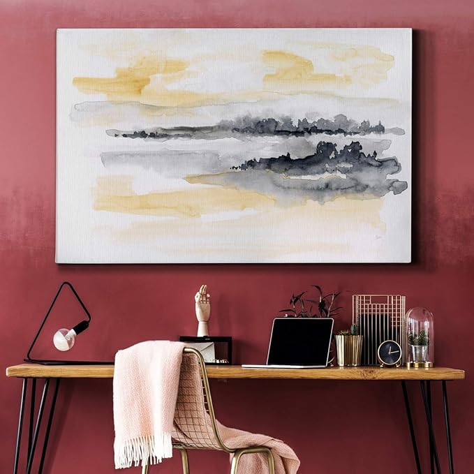 Landscape Wall Art Premium Gallery Wrapped Canvas Abstract Ocean Forest Modern Artwork Decoration for Living Room Kitchen Bathroom Office, Ready to Hang
