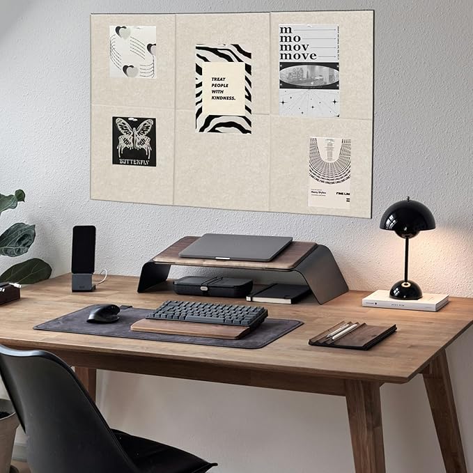 Large Cork Board for Wall 36" x 24", Light Tan Bulletin Board, 6 Pack Felt Wall Tiles with 30 Colored Pushpins, Corkboards for Office, School, Home