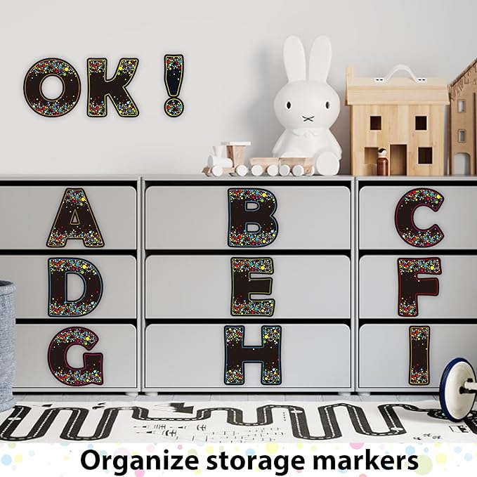 150 PCS Large 7" Bulletin Board Letters Set,Black Confetti Classroom Alphabet Cutout Letter for Bulletin Board Display Home School, A Great Helper to Inspire Students' Learning Interest