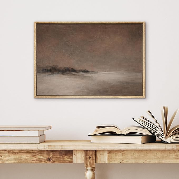 SIGNWIN Framed Canvas Print Wall Art Warm Neutral Misty Horizon Landscape Illustrations Modern Decorative for Living Room, Bedroom, Office - 16"x24" NATURAL