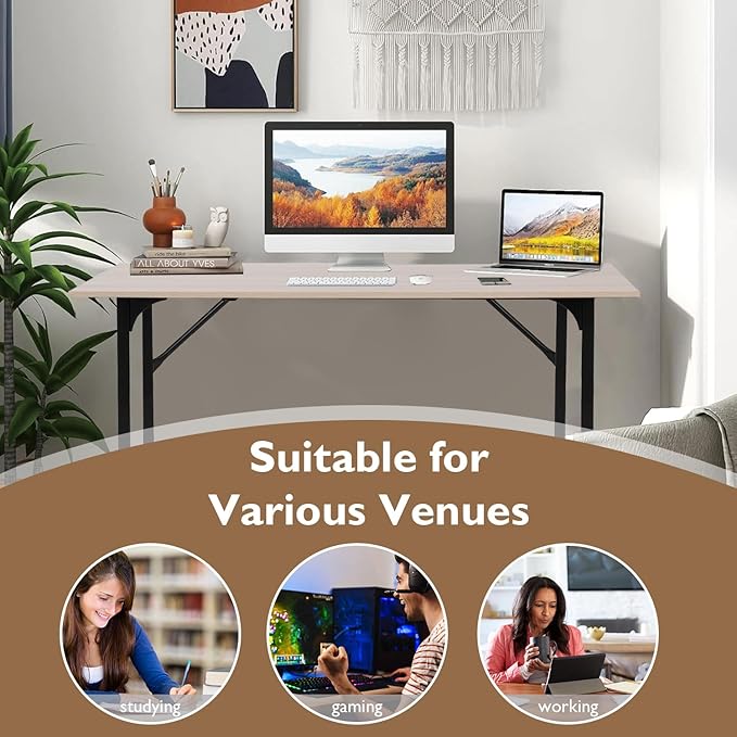 BestOffice Computer Desk,Home Office Desk, Modern Simple Style for Home Office Study Writing (Nature, 32 Inch)