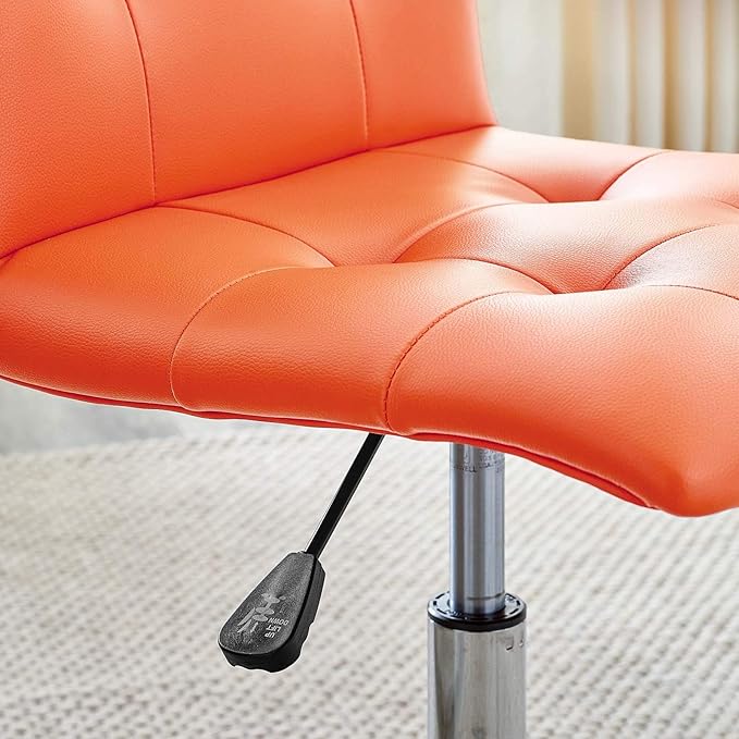 Modway Prim Ribbed Armless Mid Back Swivel Conference Office Chair In Orange