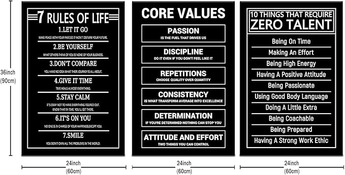 Motivational Office Poster Wall Art Inspirational Entrepreneur Quotes Printed on Canvas Inspiring Sign Wall Decor Artwork for Living Room Office Wall Decoration Stretched and Framed [72''Wx 36''H]