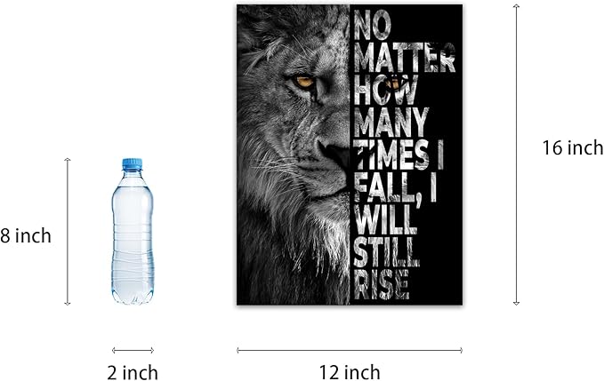 SKASNFAI Lion Canvas Wall Art Black and White Animal Inspirational Motivational Quotes Prints Posters Office Decor Framed Ready to Hang (12x16 inch)