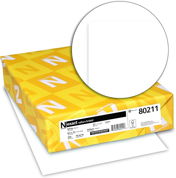 Wausau Papers Neenah Exact Vellum Bristol,8.5" x 11",67 lb/147 gsm,White,94 Brightness,250 Sheets (80211),(Pack of 8)