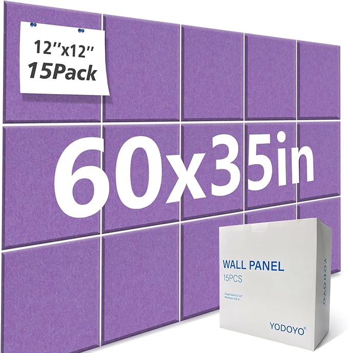 Large Cork Bulletin Board Alternative for Offices, Size 60 x 35 inches - 15-Pack; Felt Bulletin Board Dart wall Protectors for Office Walls, Schools, and Home wall Decoration, Purple.