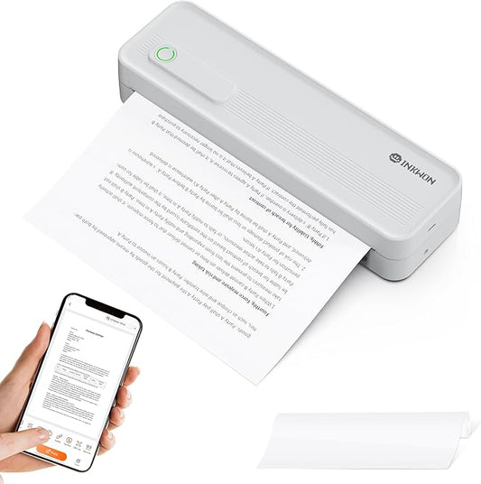 A41 Bluetooth Thermal Printer, Portable Inkless Printer for Travel Supports 8.5 x 11 Inch Paper, Small Mobile Printing Device Ideal for Office, School, Home