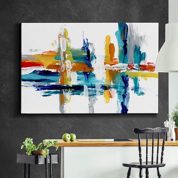Landscape Wall Art Premium Gallery Wrapped Canvas Abstract Ocean Forest Modern Artwork Decoration for Living Room Kitchen Bathroom Office, Ready to Hang