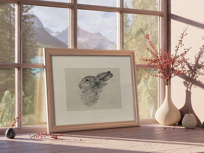 Kizbok Neutral Wall Art Decor, Vintage Rabbit Canvas Painting, Farmhouse Decor Bunny Sketch Drawing for Nursery Wall Decor, Antique Rabbit Gallery Wall Art for Bedroom Bathroom Home(8" x 10"-UNFRAMED)