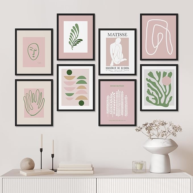 SIGNWIN Framed Poster Bathroom Decor 11"x14"x 8 Black, Wall Art Room Decor Multicolor for Living Room, Bedroom, Office Matisse Nude Dancer Geometric Pink Jungle Plant Nature Abstract Shapes