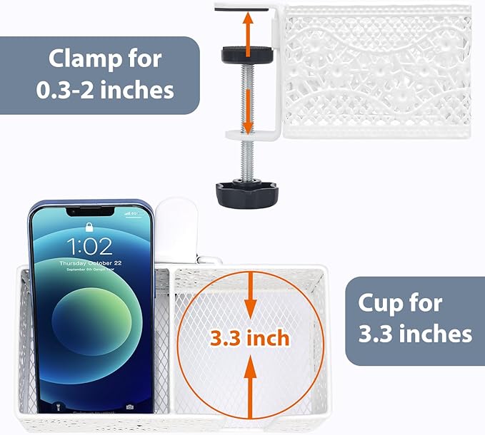 Desk Organizer Clip on Desk Cup Holder Pencil Holder for Desk Storage Beverages Phone Holder Desk Organizer and Accessories Office School Home