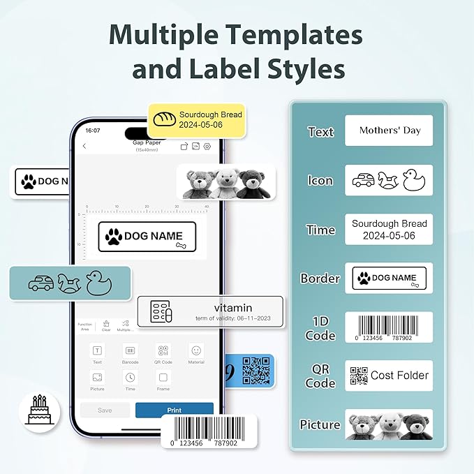 P21 Label Maker Machine with Tape, Bluetooth Label Printer Thermal Mini Label Makers with Built-in Cutter and Multiple Templates, Portable Printers for School, Office, Home Use-Dawn Yellow