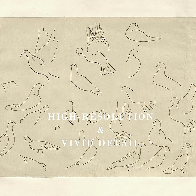 Kizbok Neutral Wall Art Decor Vintage Flying Birds Sketch Canvas Prints Antique Animals Drawing Oil Painting, Rustic Neutral Art Pictures for Bedroom, Farmhouse Wall Decor for Bathroom Home(8" x 10"-UNFRAMED)