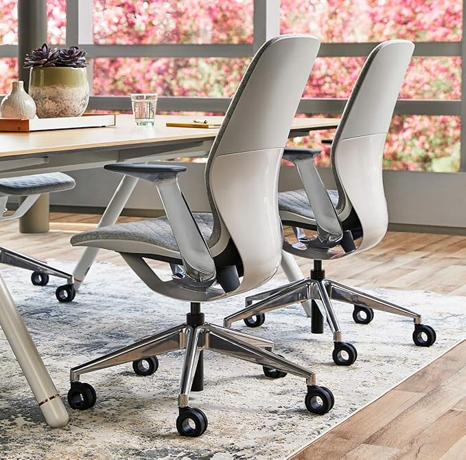 Steelcase SILQ Office Desk Chair Merle Dark Frame Cogent Connect Quicksilver Fabric 5S96 with Hubless Casters Wheels