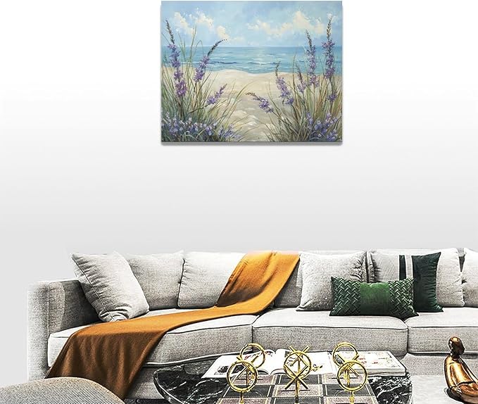 Luxvio Beach Ocean Wall Art Coastal Pictures Wall Decor Watercolor Seaside Canvas Painting Beach Artwork for Bathroom Living Room Bedroom Kitchen Office 16 x 12 inch
