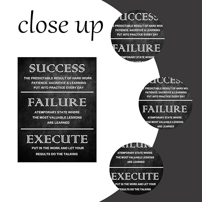 Success Quote Inspirational Wall Art Inspiring Canvas Poster Print Inspiring Motivational Picture Framed Artwork Picture for Office Workplace Living Room Wall Decoration Ready to Hang [30''W x 40''H]