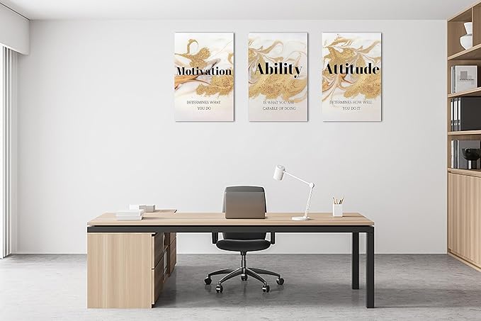 3 Piece Canvas Wall Art - Abstract Wall Decor, Motivational Quotes Canvas Print Pictures Wall Decor, Men Women Inspirational Framed Artwork Home Office Decor 16"x24" x 3 Pcs
