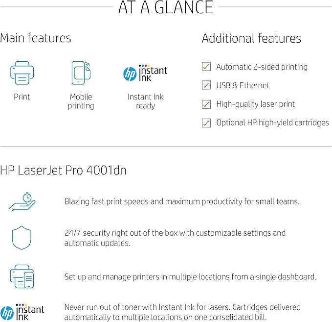 HP LaserJet Pro 4001dn Black & White Printer (Renewed)