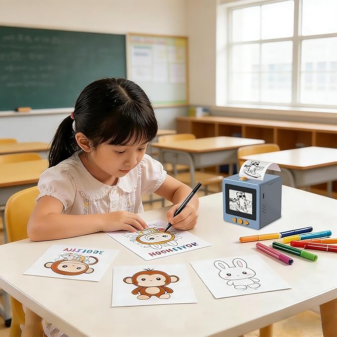 AI Voice Sticker Printer | Smart Mini Thermal Printer Box | AI Voice Control Label Sticker Maker Machine with Display | DIY Mini Photo Label Printers Smart Toy for Kids, Office & School